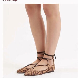 Womens Topshop Leopard Print Lace-up Flat -multicolor slip on flap 4/37